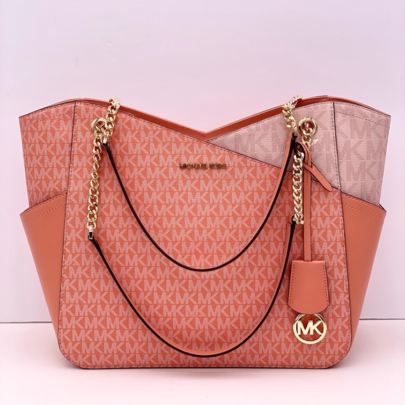 Michael Kors Jet Set Large Color-Block Saffiano Leather Tote Bag - Picture 2 of 12